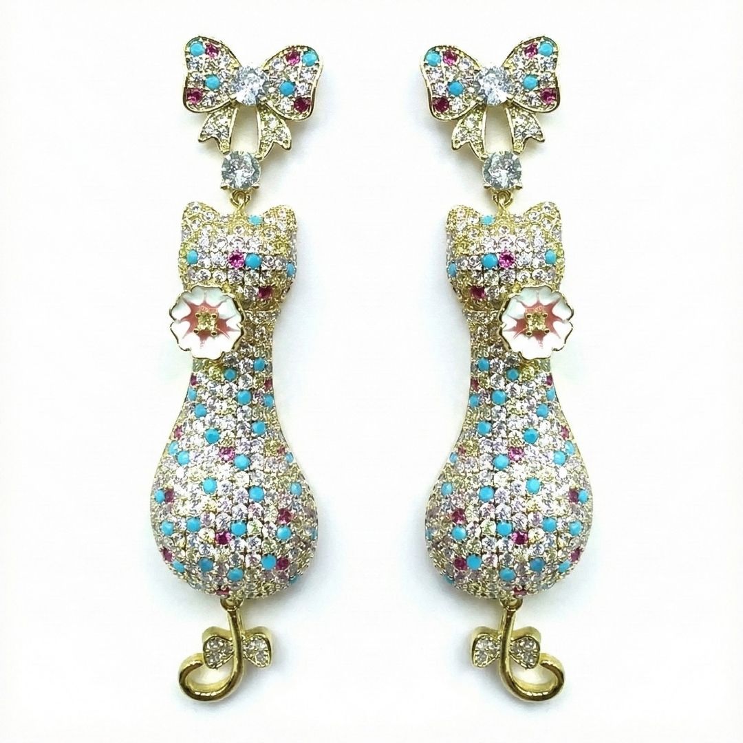 Palestro Milano Orecchini Multi Gattino con Camelia nera