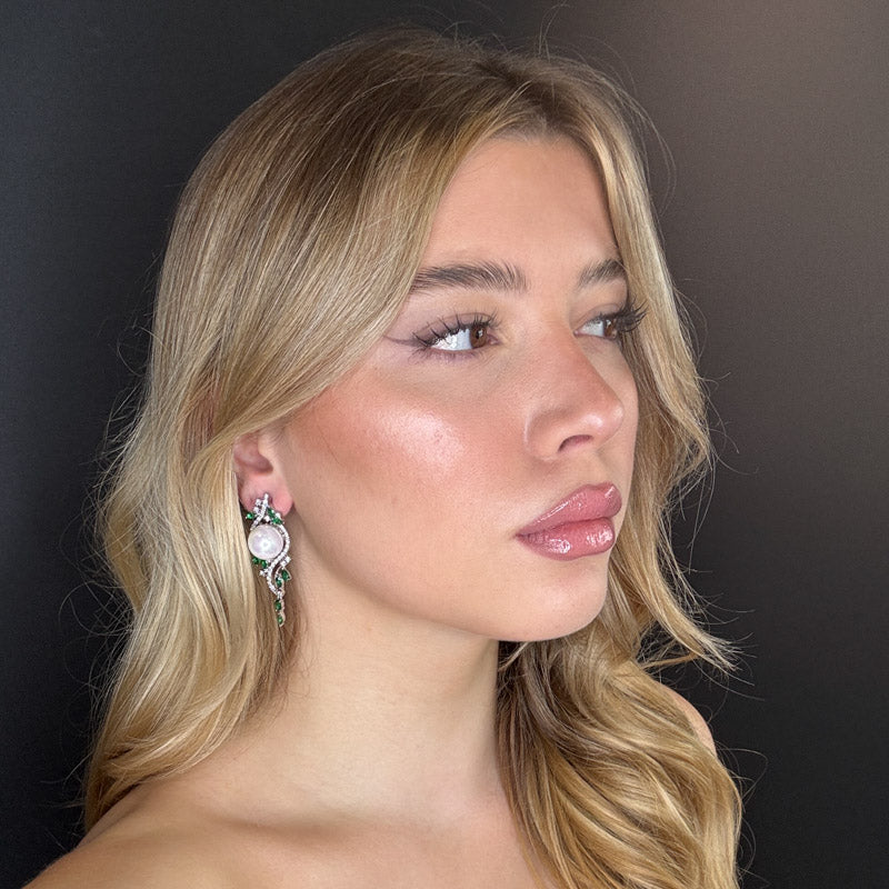 Palestro Milano Orecchini Pavè silver con perla Big