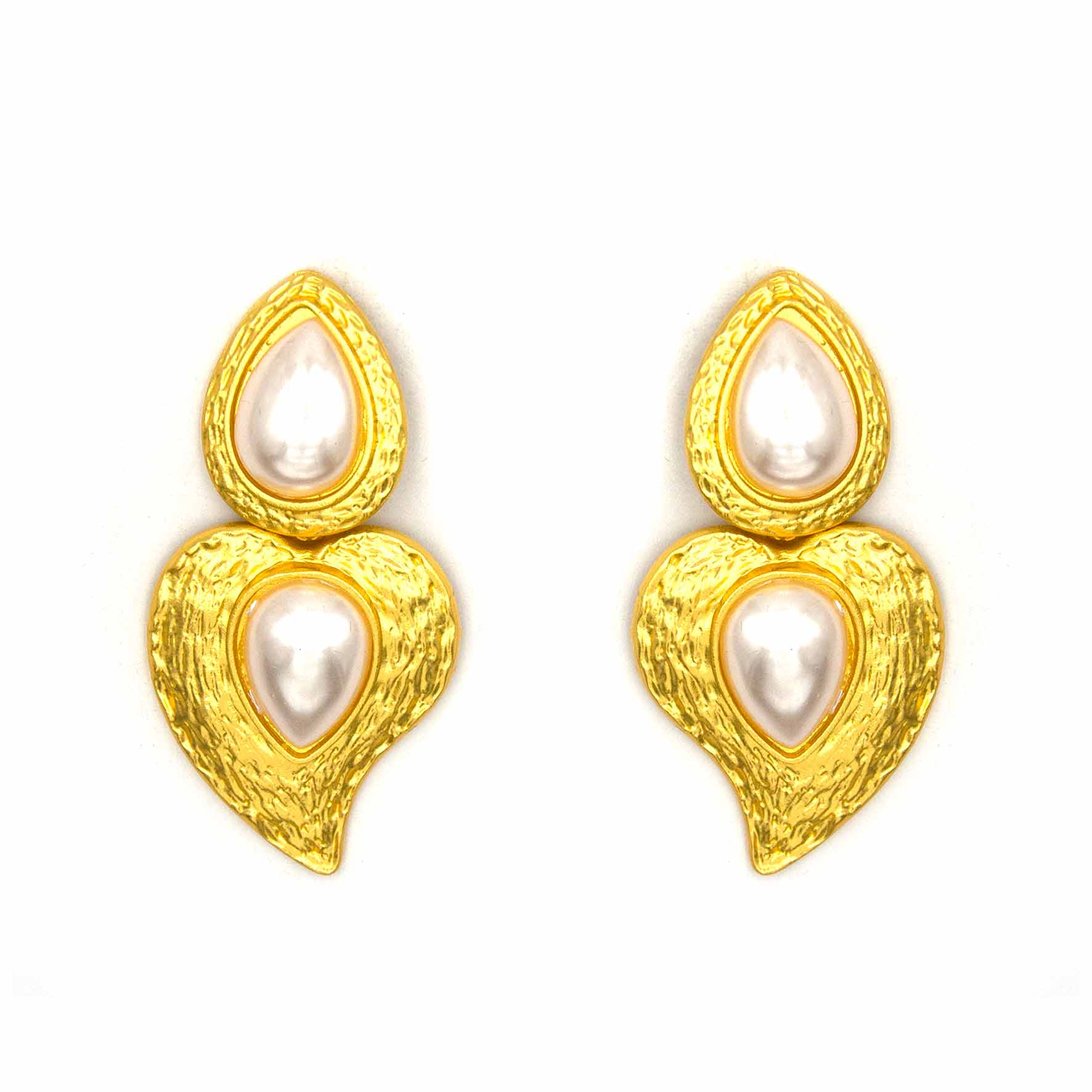 Palestro Milano Orecchini Perla Cuoricino Gold