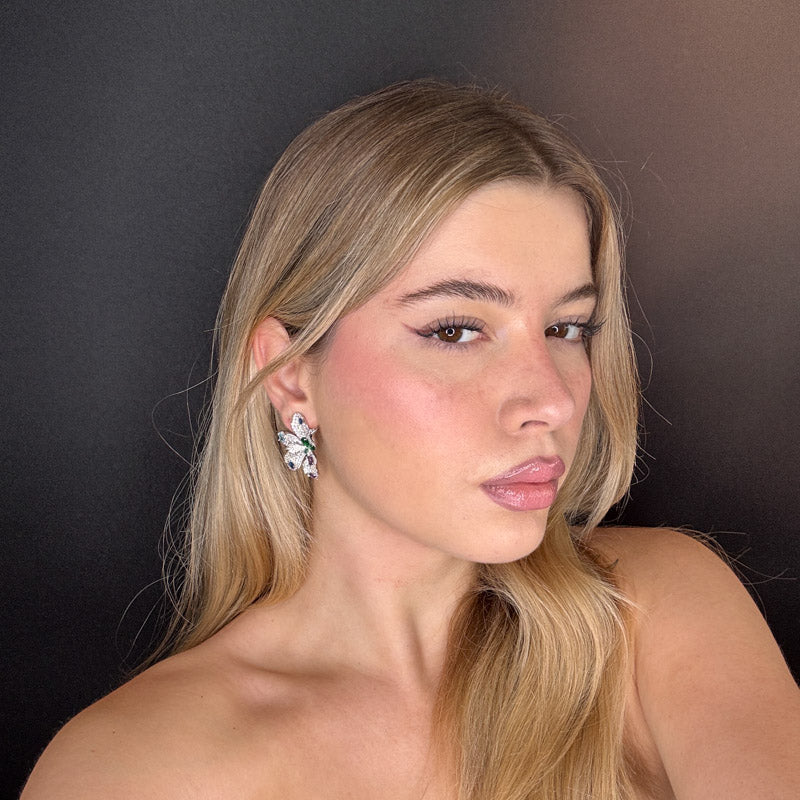 Palestro Milano Orecchini Petali di pavè e cristalli Arlecchino