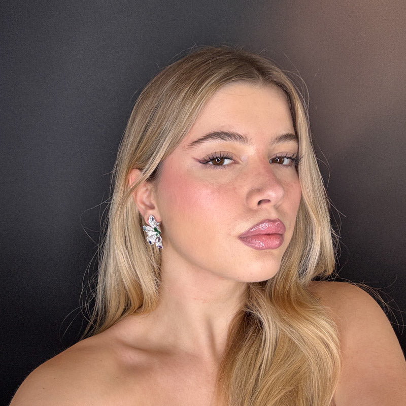 Palestro Milano Orecchini Petali di pavè e cristalli Arlecchino