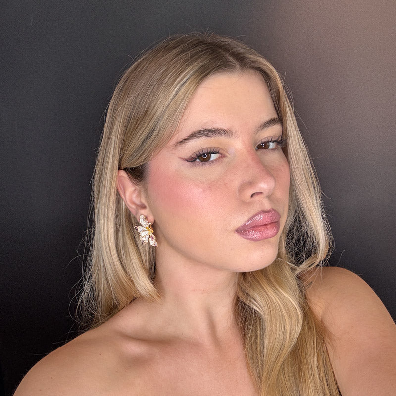 Palestro Milano Orecchini Petali di pavè e cristalli Arlecchino