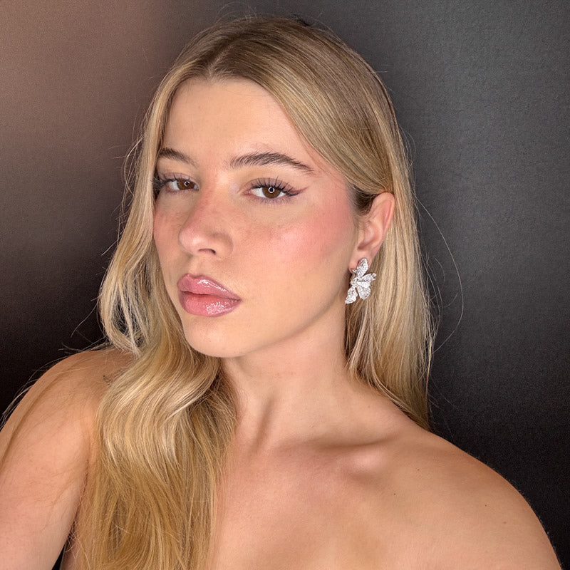 Palestro Milano Orecchini Petali di pavè e cristalli Arlecchino