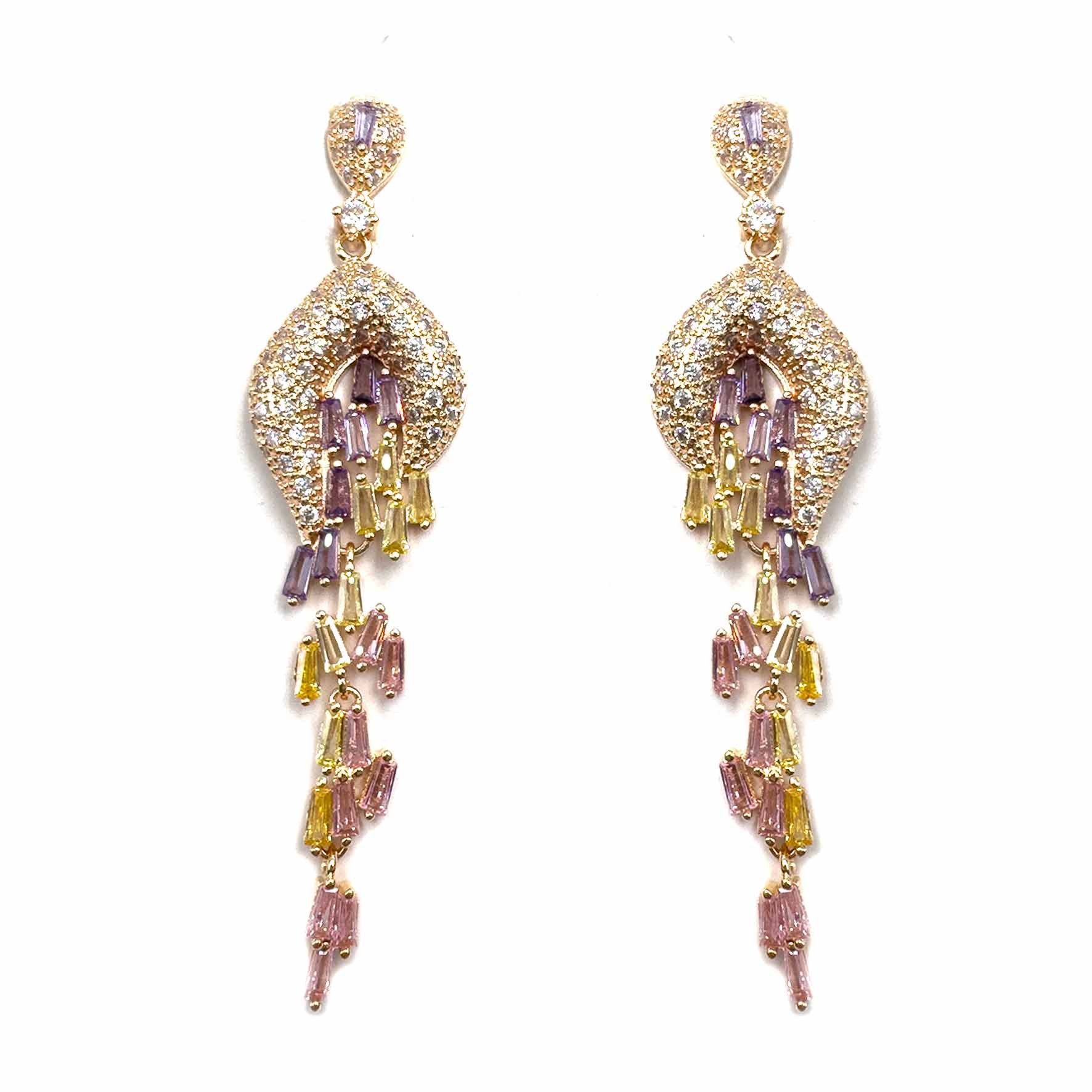 Palestro Milano Orecchini Pietrine pendenti Gold/Pink/Lillac