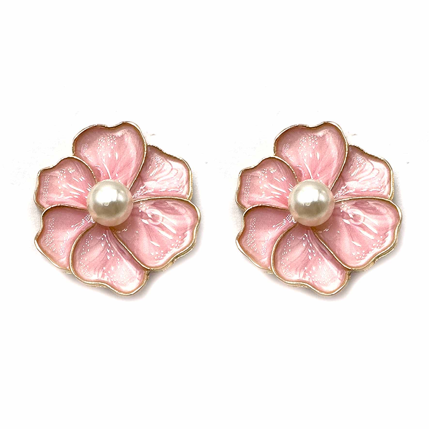 Palestro Milano Orecchini Pink Fiorellini Smaltati con Perlina