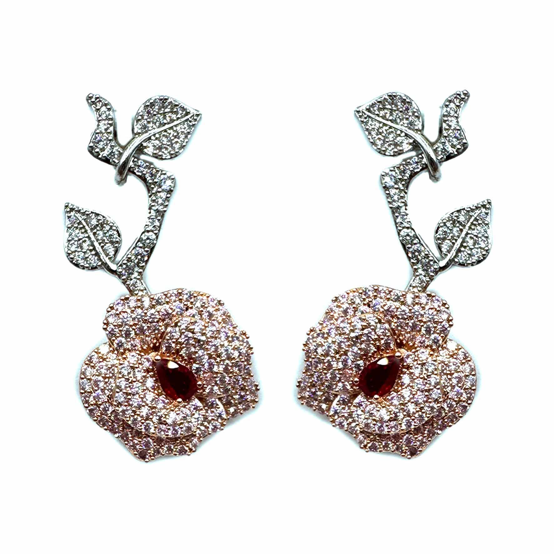 Palestro Milano Orecchini Pink Rosa&Spine di pavè