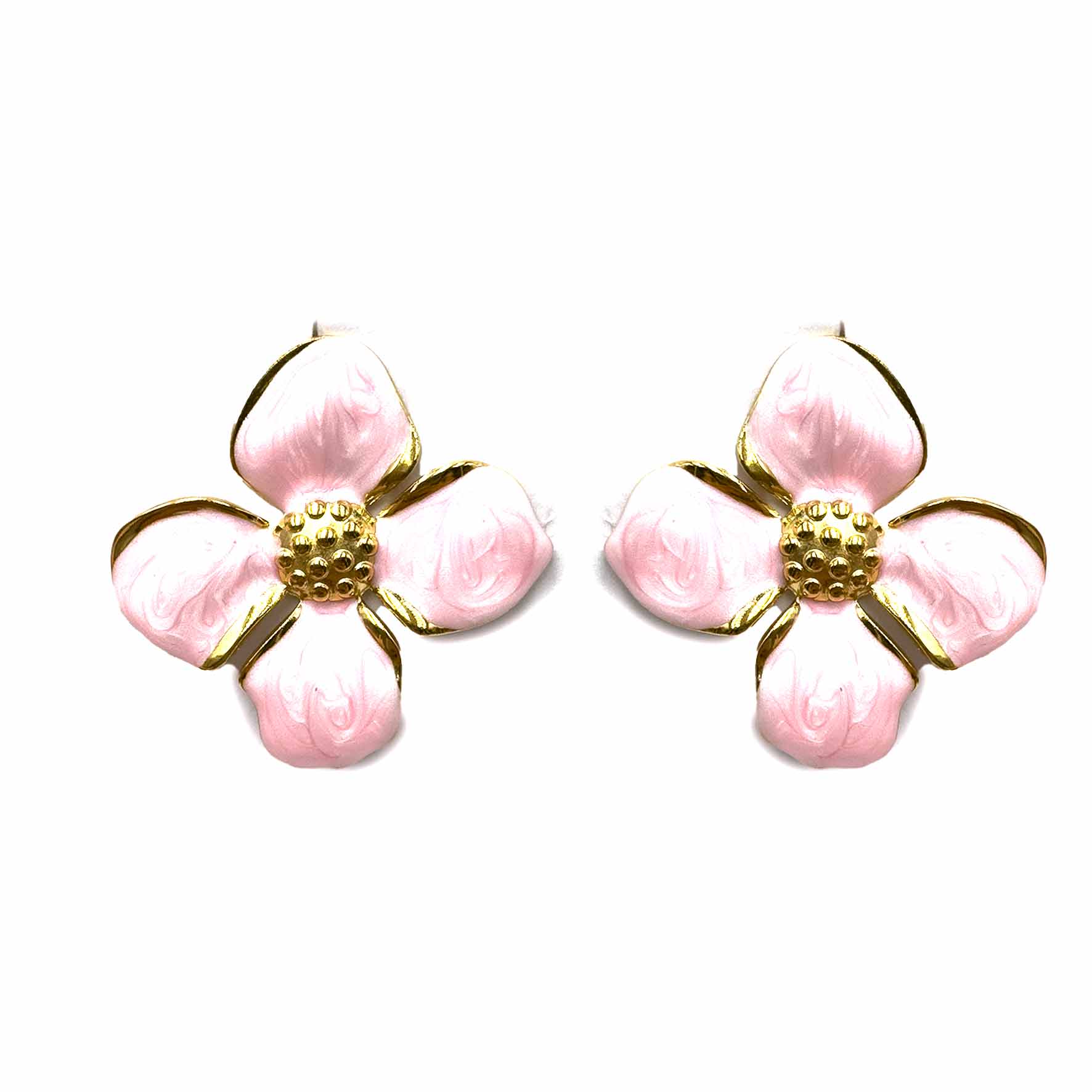 Palestro Milano Orecchini Rosa chiaro Fiorellini Smaltati