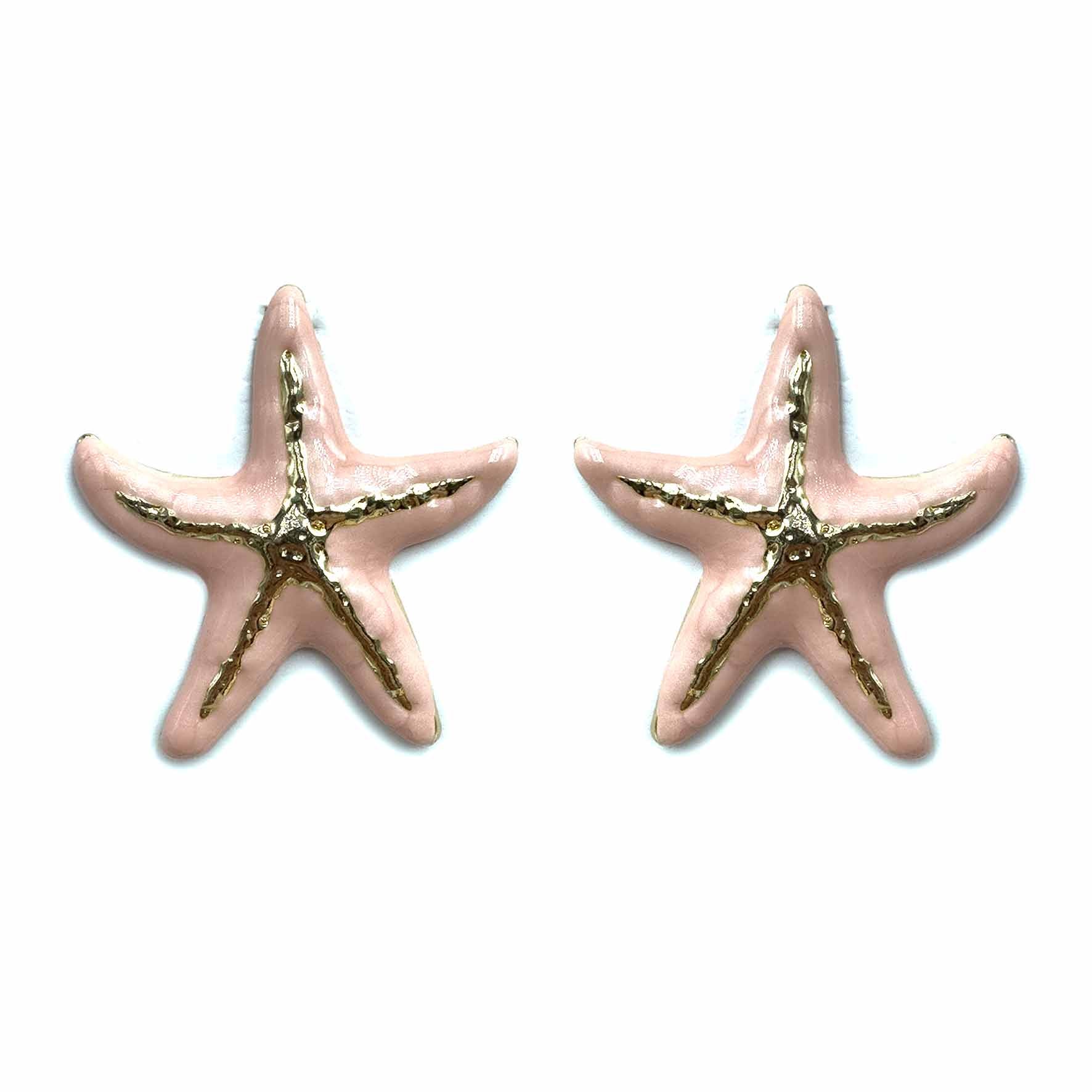 Palestro Milano Orecchini Rosa Chiaro Stella marina con venatura dorata