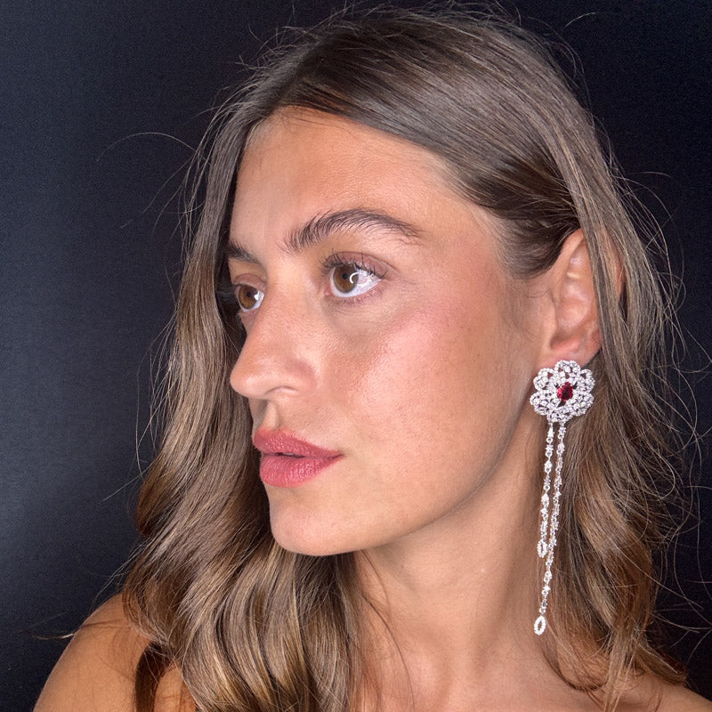 Palestro Milano Orecchini Rosa con Gemme Cadenti