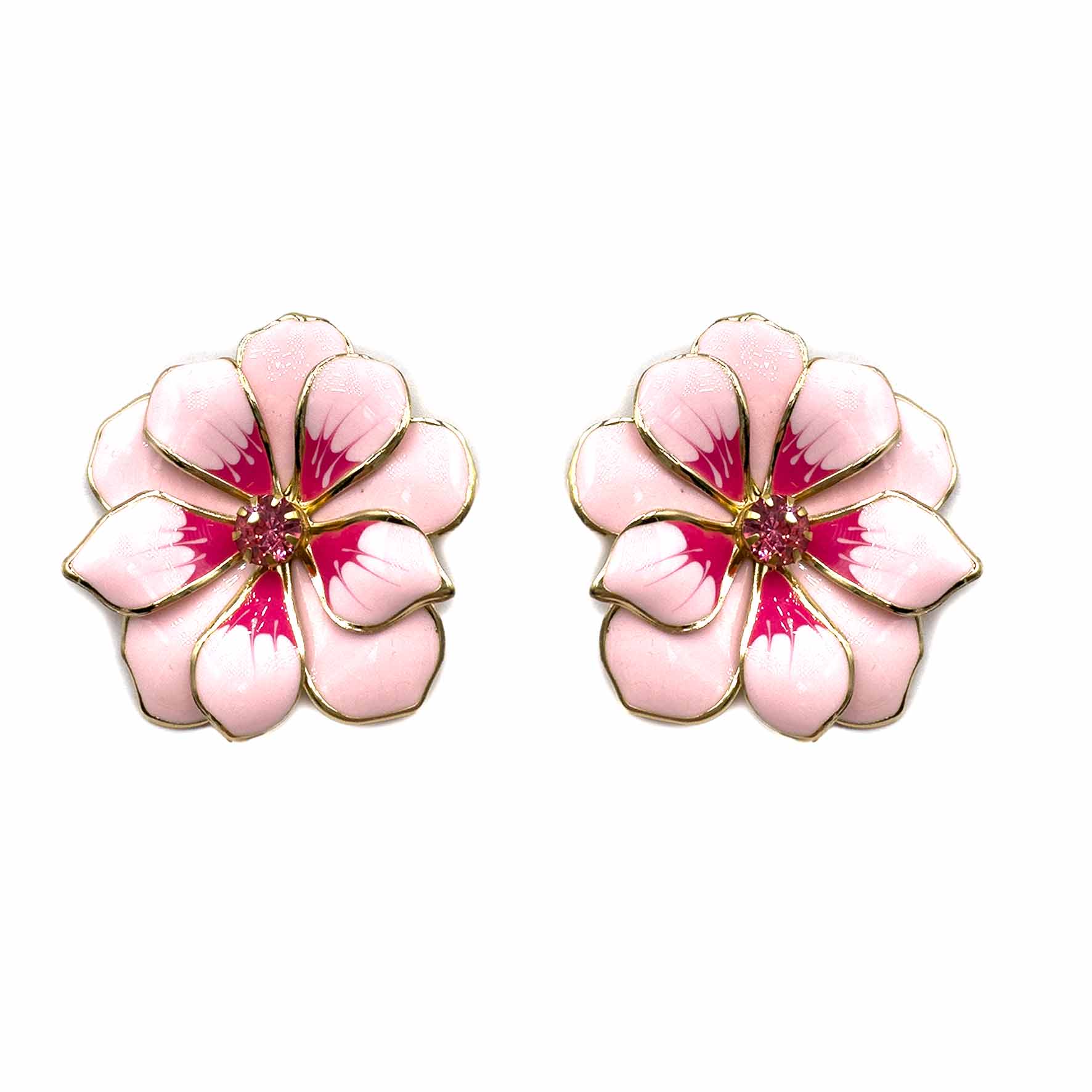 Palestro Milano Orecchini Rosa e Fucsia Fiore Sfumato