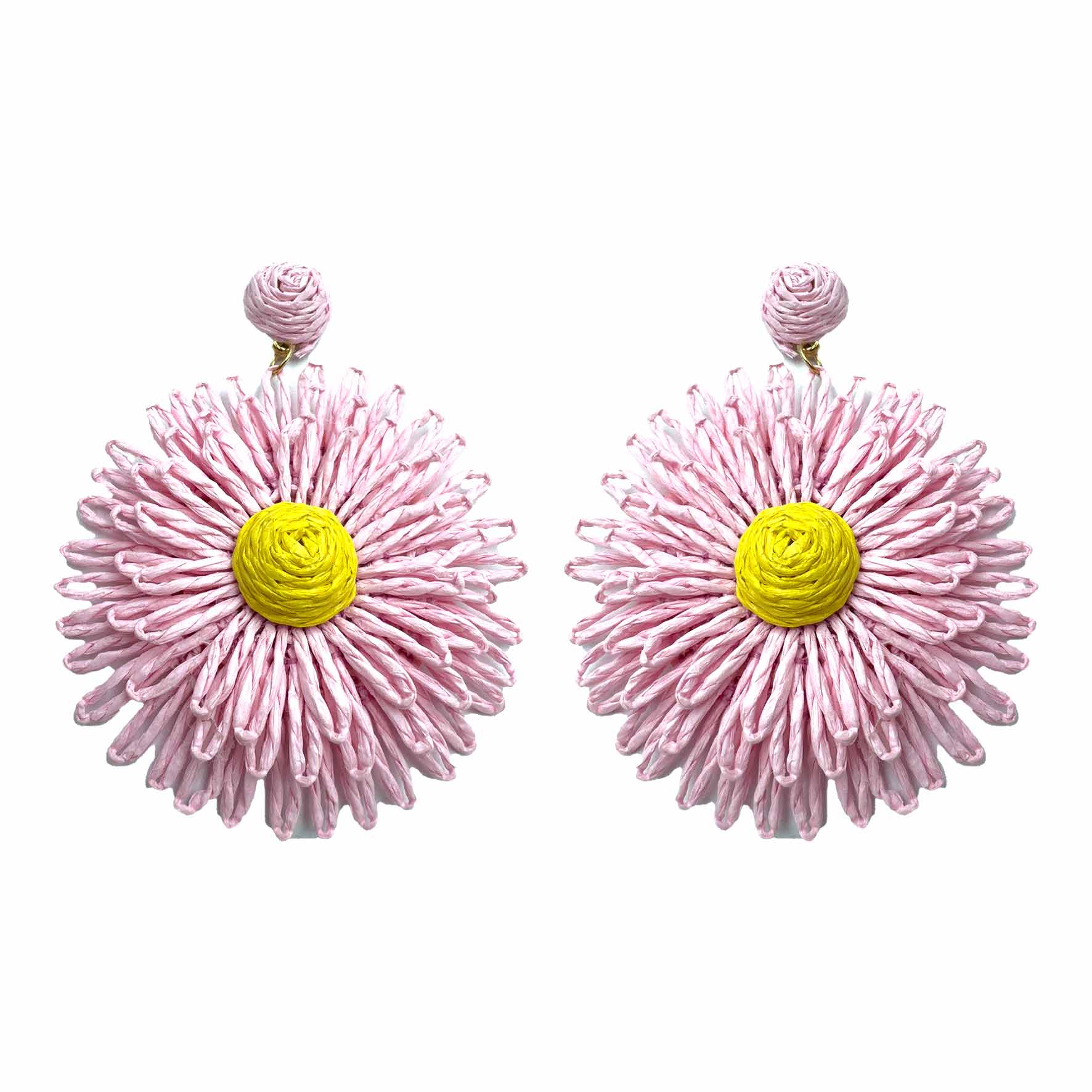 Palestro Milano Orecchini Rosa Girasoli colorati in rafia - big edition