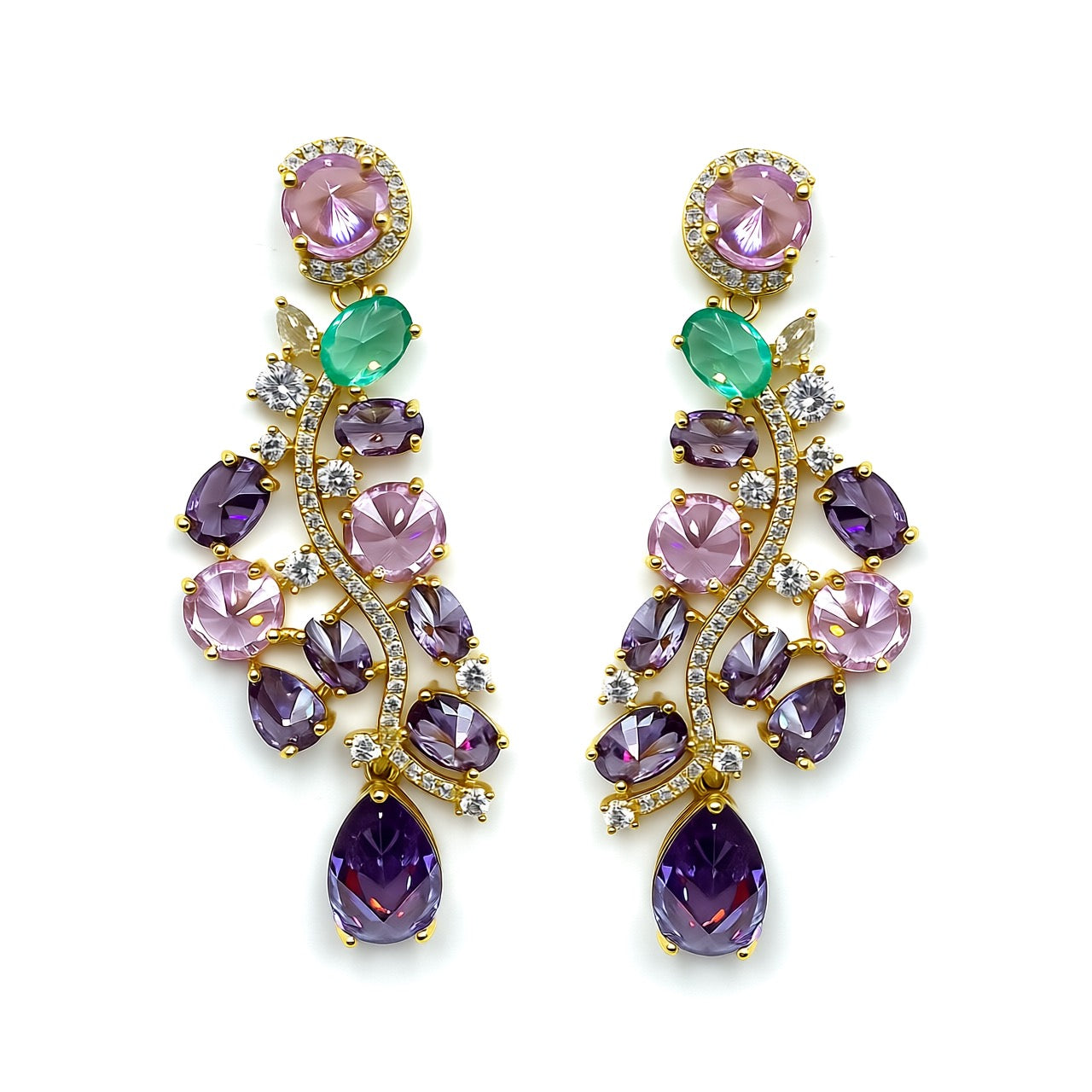 Palestro Milano Orecchini Rosa-Viola Geometria di pietre preziose