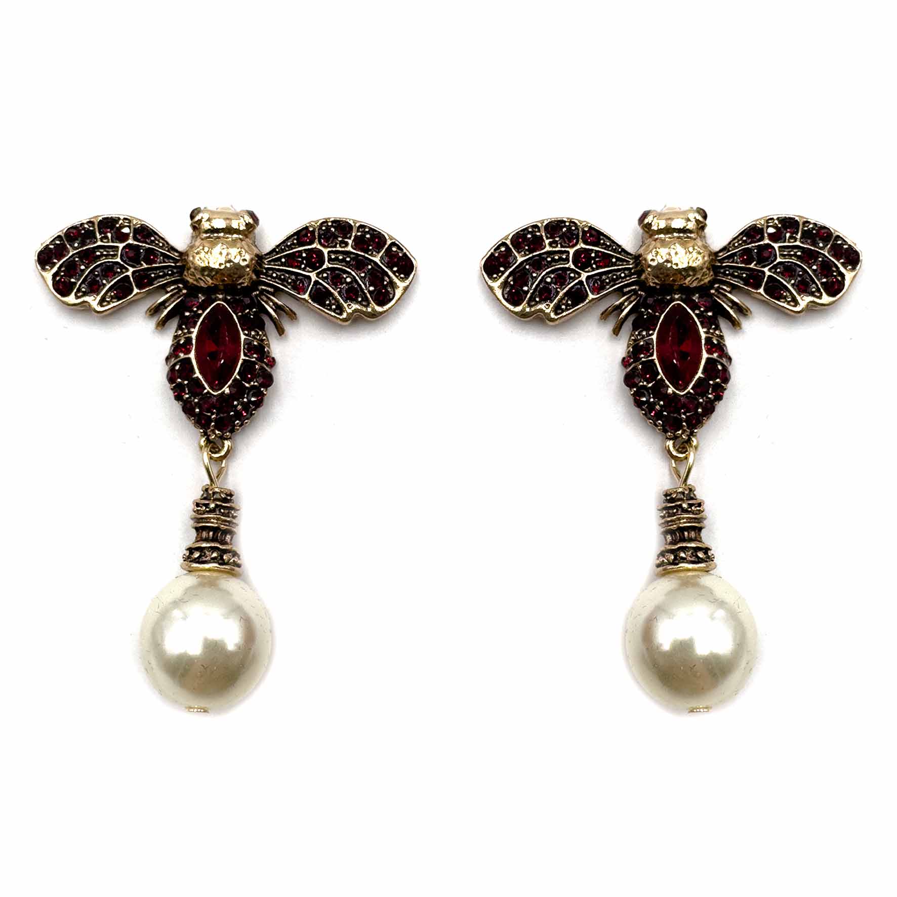 Palestro Milano Orecchini Rosso Bordeaux Mosca Reale con perla