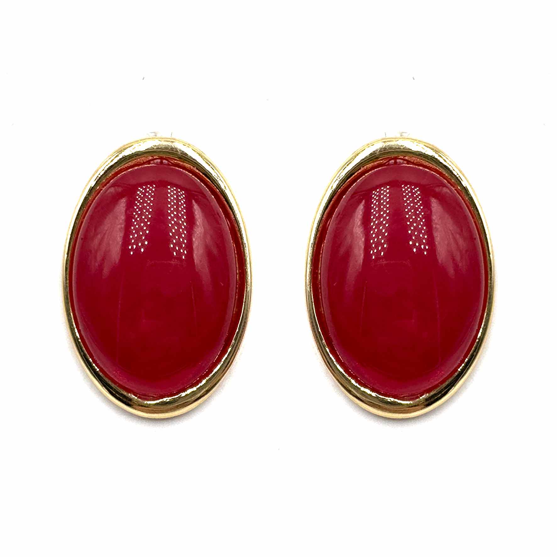 Palestro Milano Orecchini Rosso Bottone Ovale