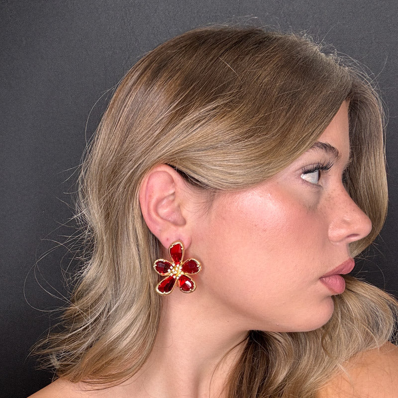 Palestro Milano Orecchini Rosso Petali Preziosi