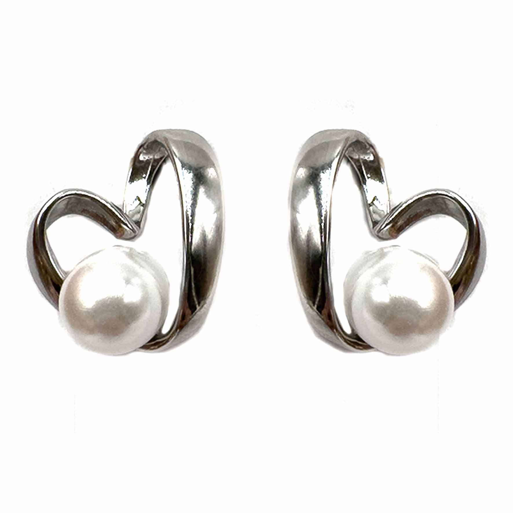 Palestro Milano Orecchini Silver Cuoricino&Perlina