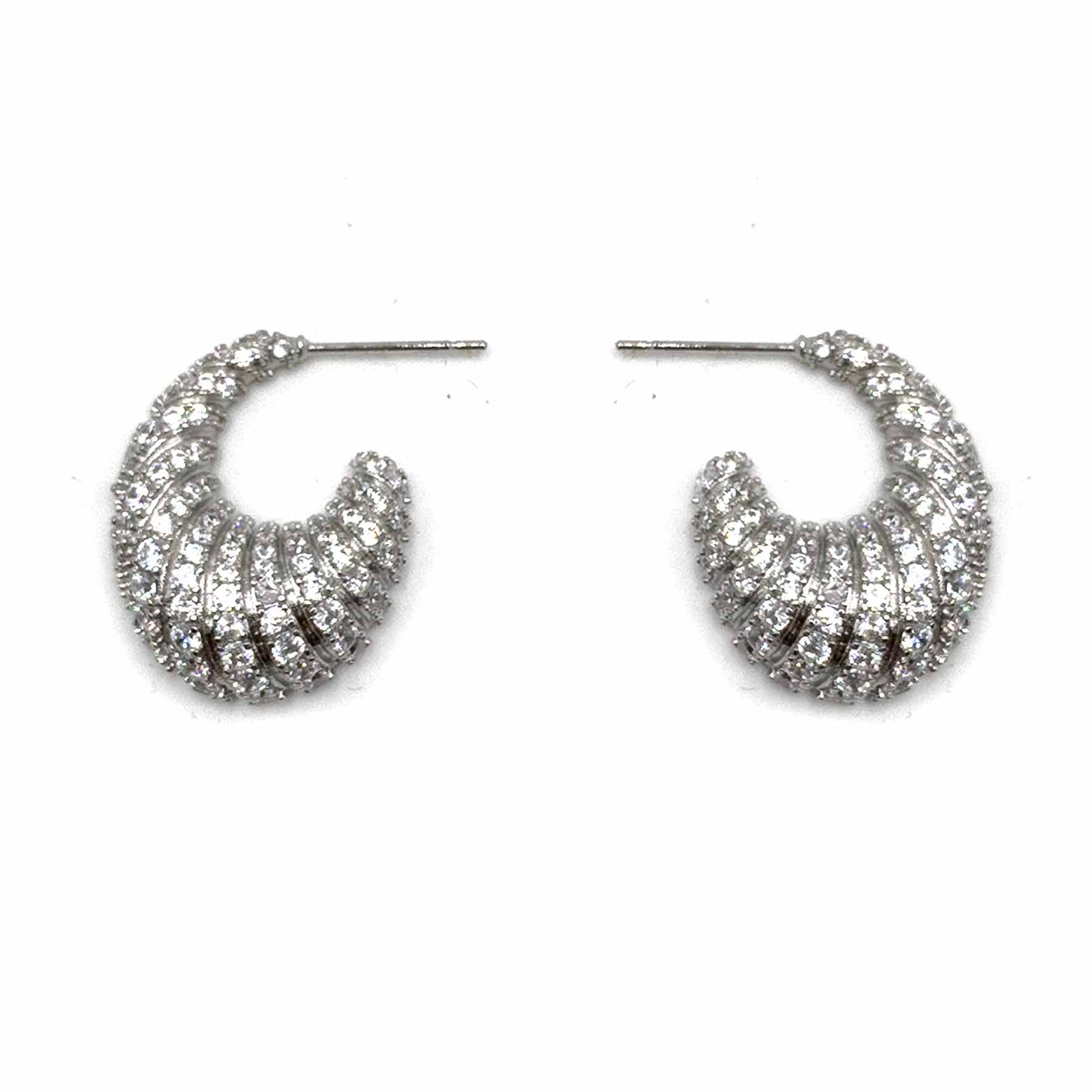 Palestro Milano Orecchini Silver Mezzaluna di pavè
