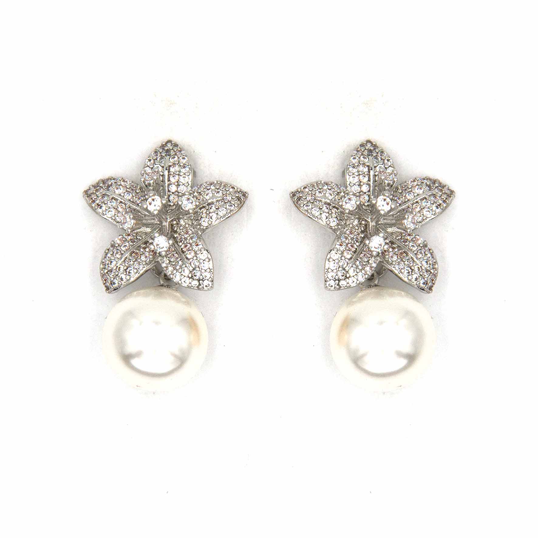 Palestro Milano Orecchini Silver Mini Giglio con perla