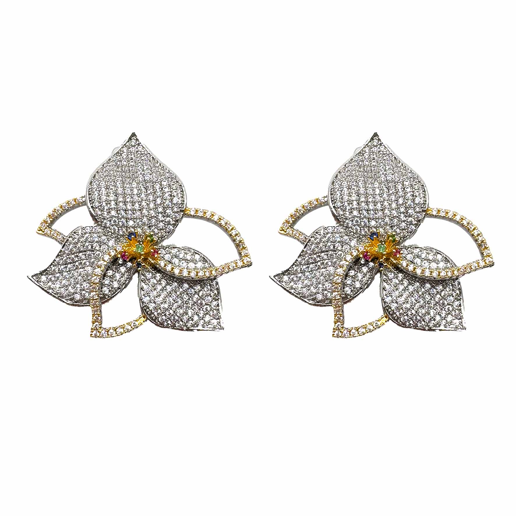Palestro Milano Orecchini Silver Orchidea di pavè