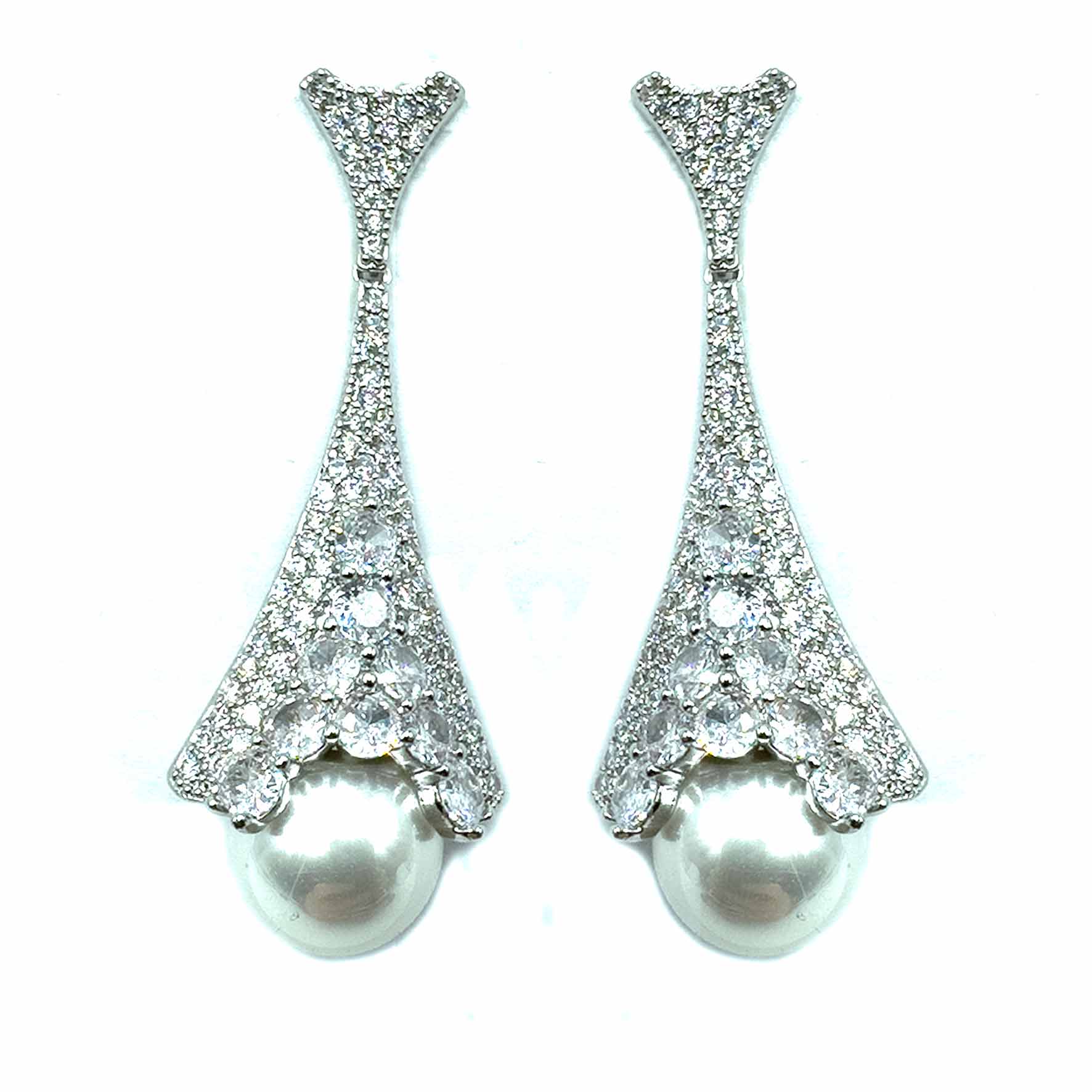 Palestro Milano Orecchini Silver perla bianca Pavè con perla