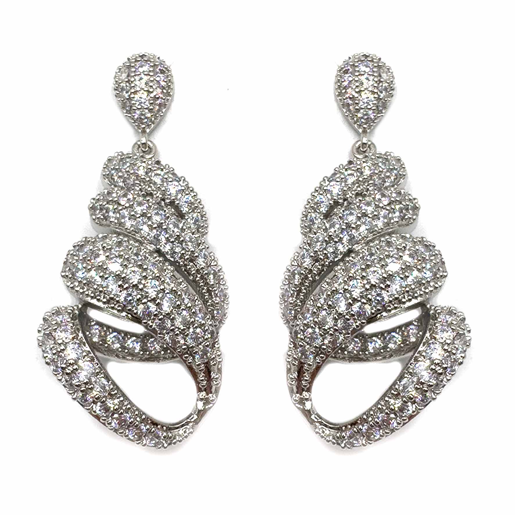 Palestro Milano Orecchini Silver Riccioli pendenti di pavè