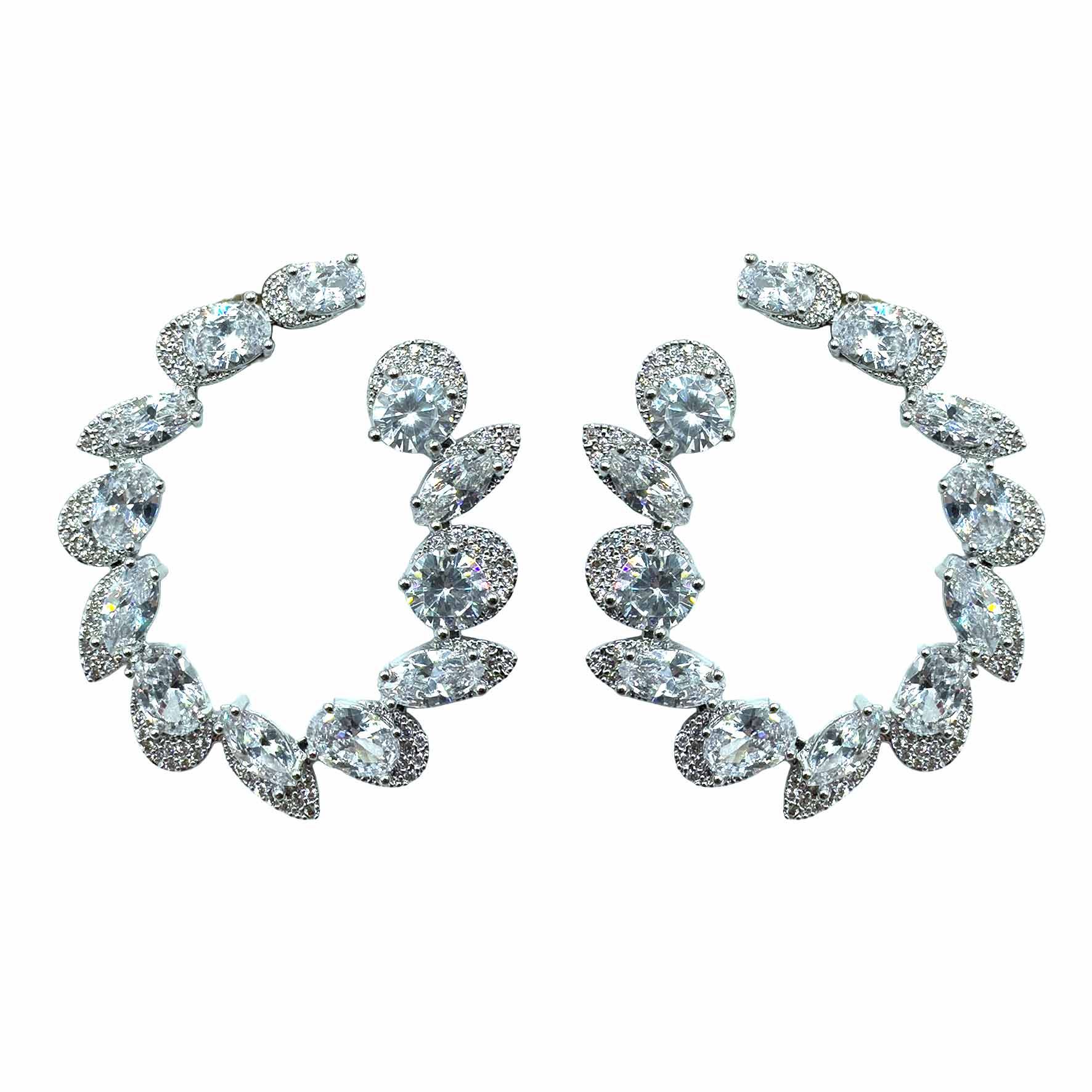 Palestro Milano Orecchini Silver Semicerchi di pietre irregolari