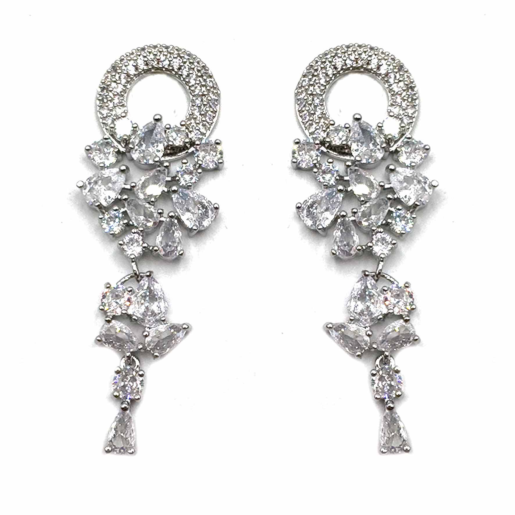 Palestro Milano Orecchini Silver Tondo di pavè con cascata