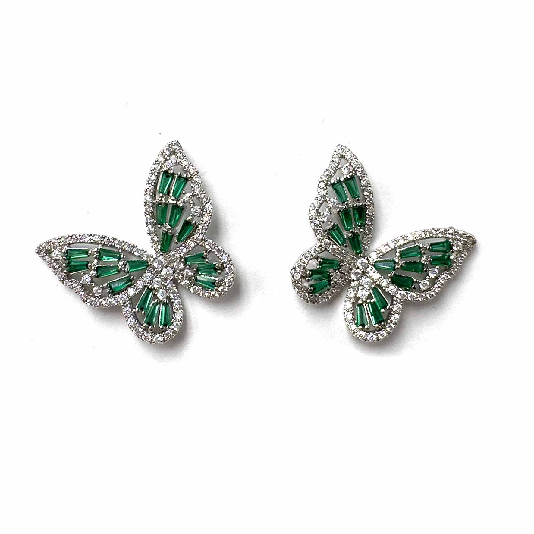 Palestro Milano Orecchini Silver Verde Smeraldo Baby Farfalle