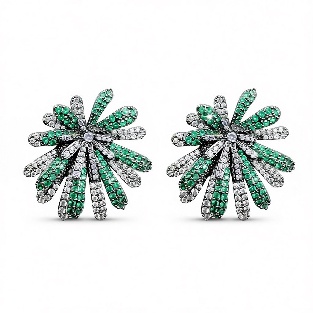 Palestro Milano Orecchini Silver Verde Tripudio di Pavè