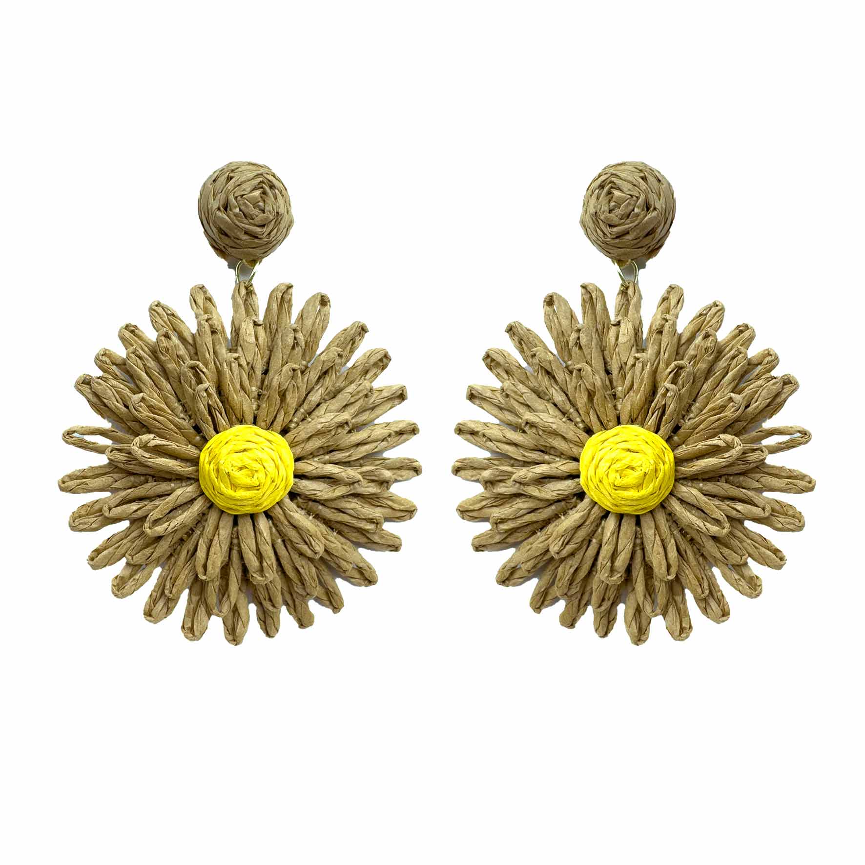 Palestro Milano Orecchini Terra di Siena Girasoli colorati in rafia - big edition