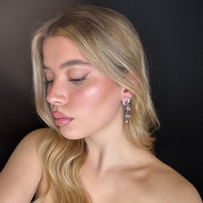 Palestro Milano Orecchini Tondo di pavè con cascata