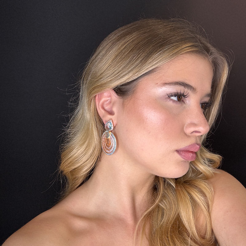 Palestro Milano Orecchini Tondo di pavè con doppia goccia