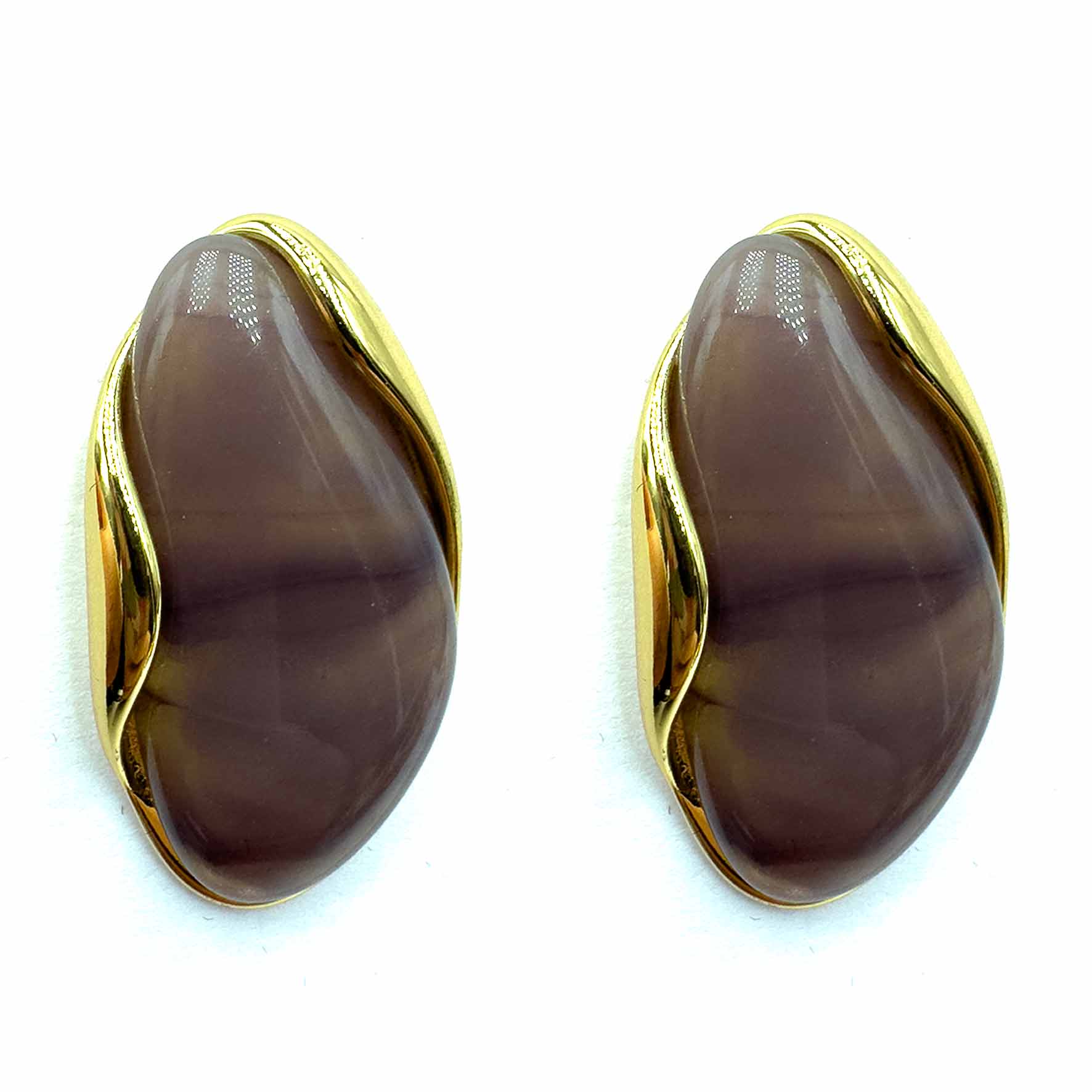 Palestro Milano Orecchini Tortora Bottoni a mandorla perlati - ex demo