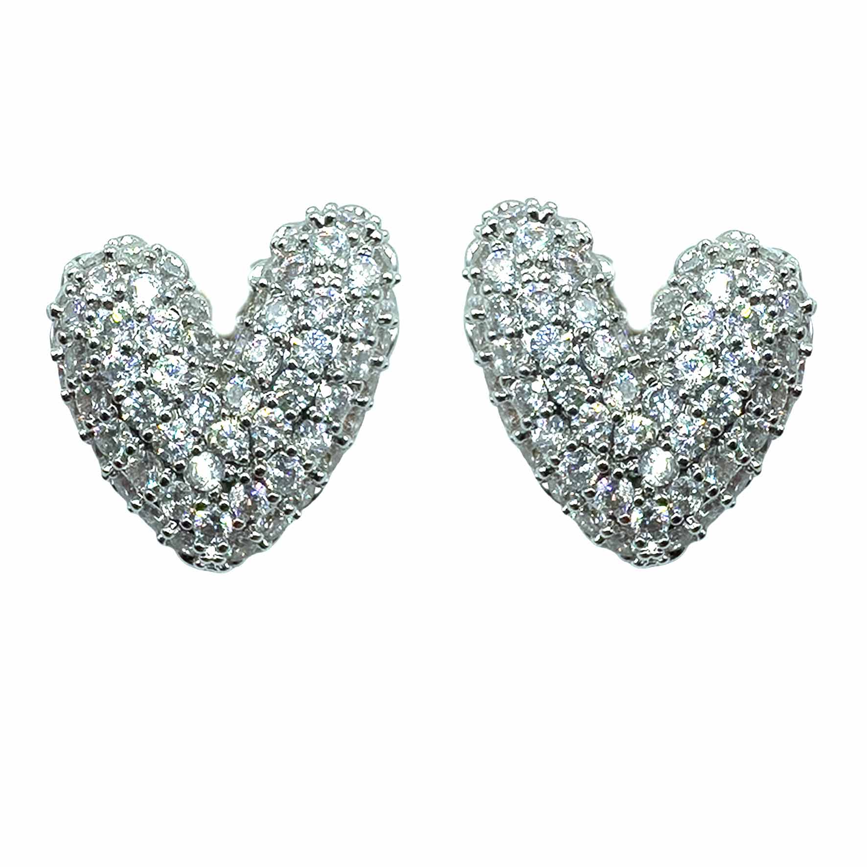 Palestro Milano Orecchini Total silver Cuore di Pavè