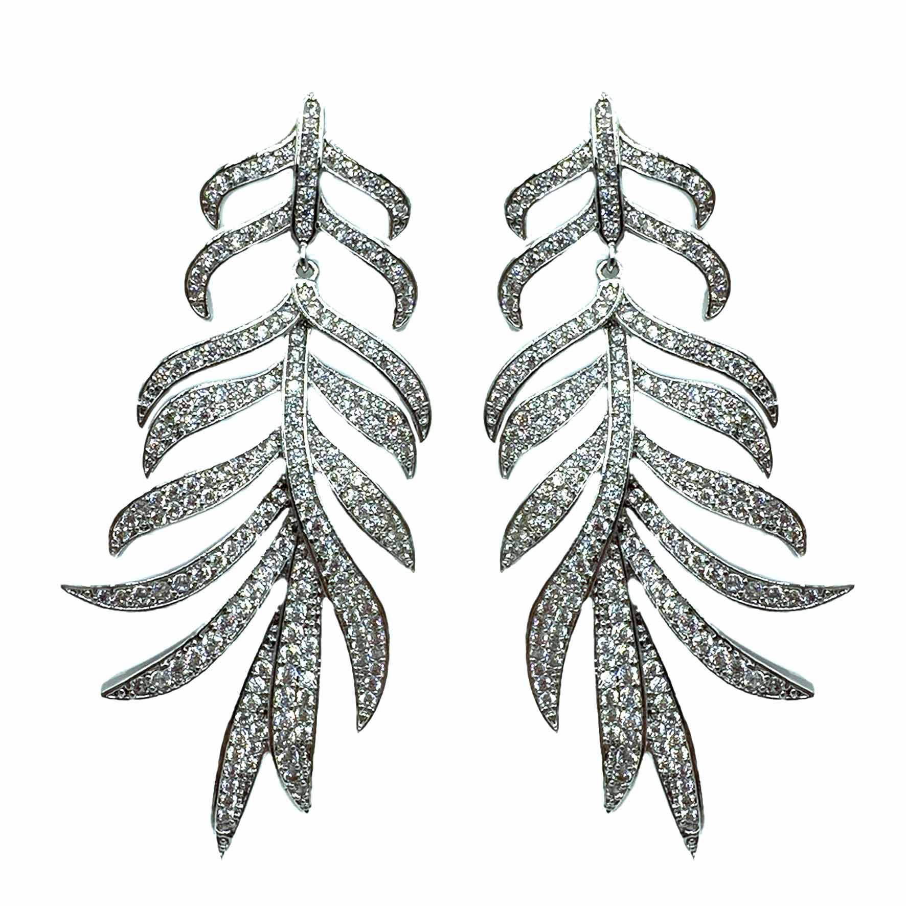 Palestro Milano Orecchini Total Silver Foglie di pavè