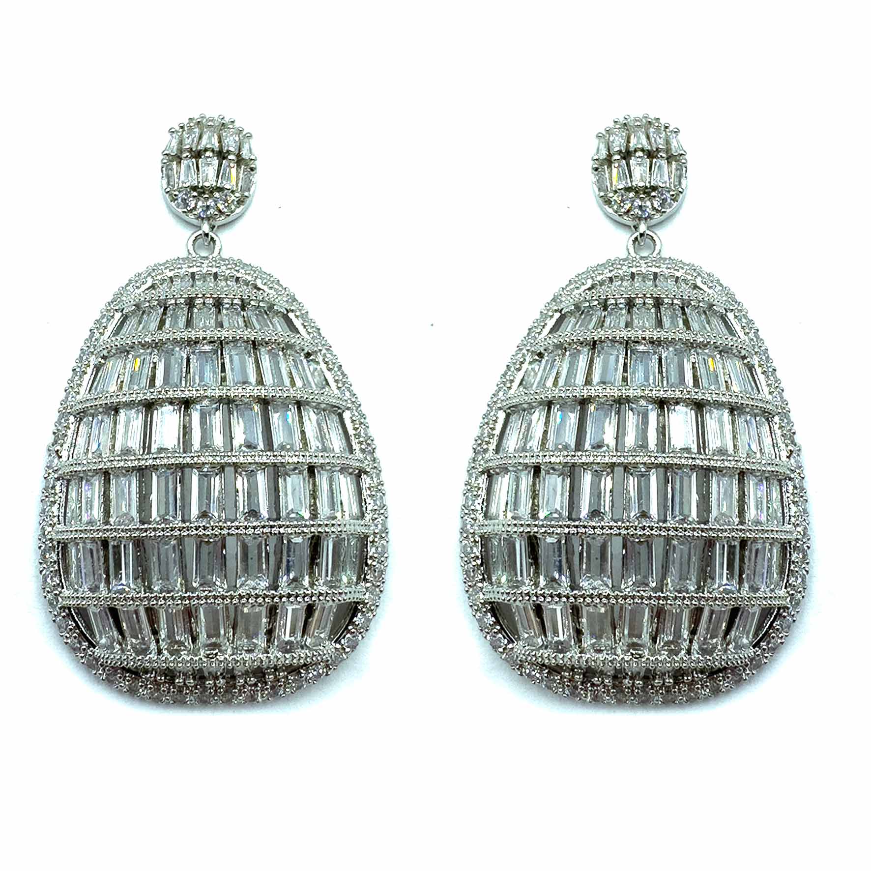Palestro Milano Orecchini Total Silver Ovali pendenti di pietre