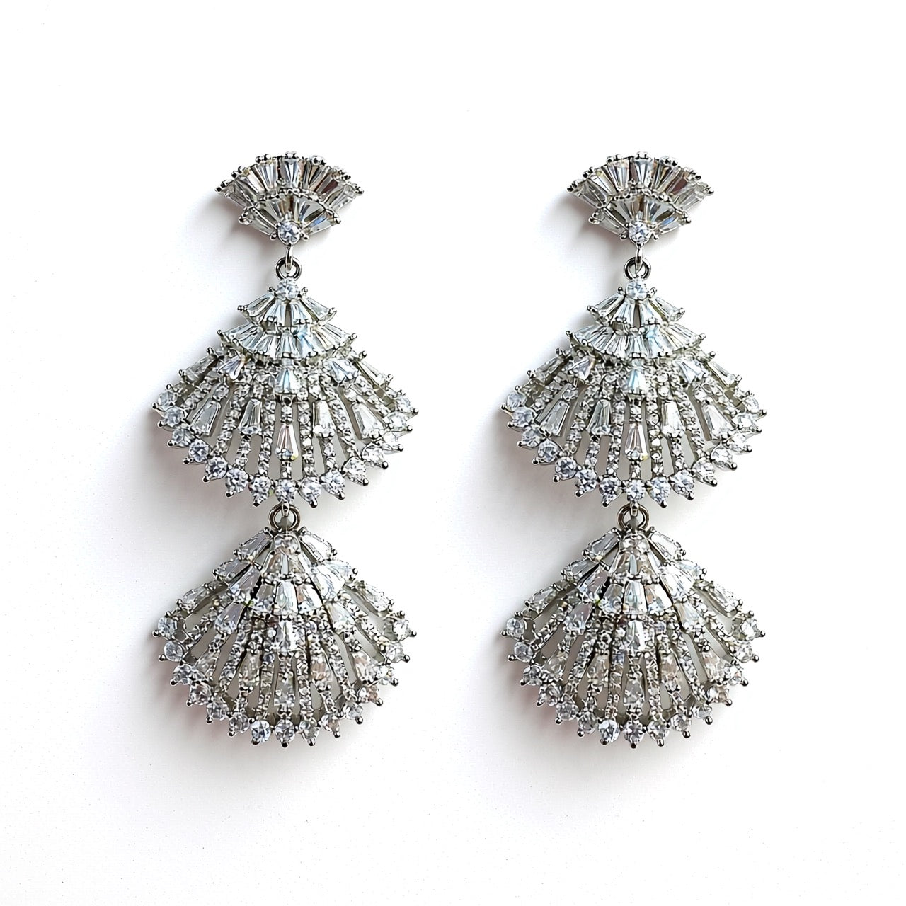Palestro Milano Orecchini Total Silver Trio di conchiglie preziose