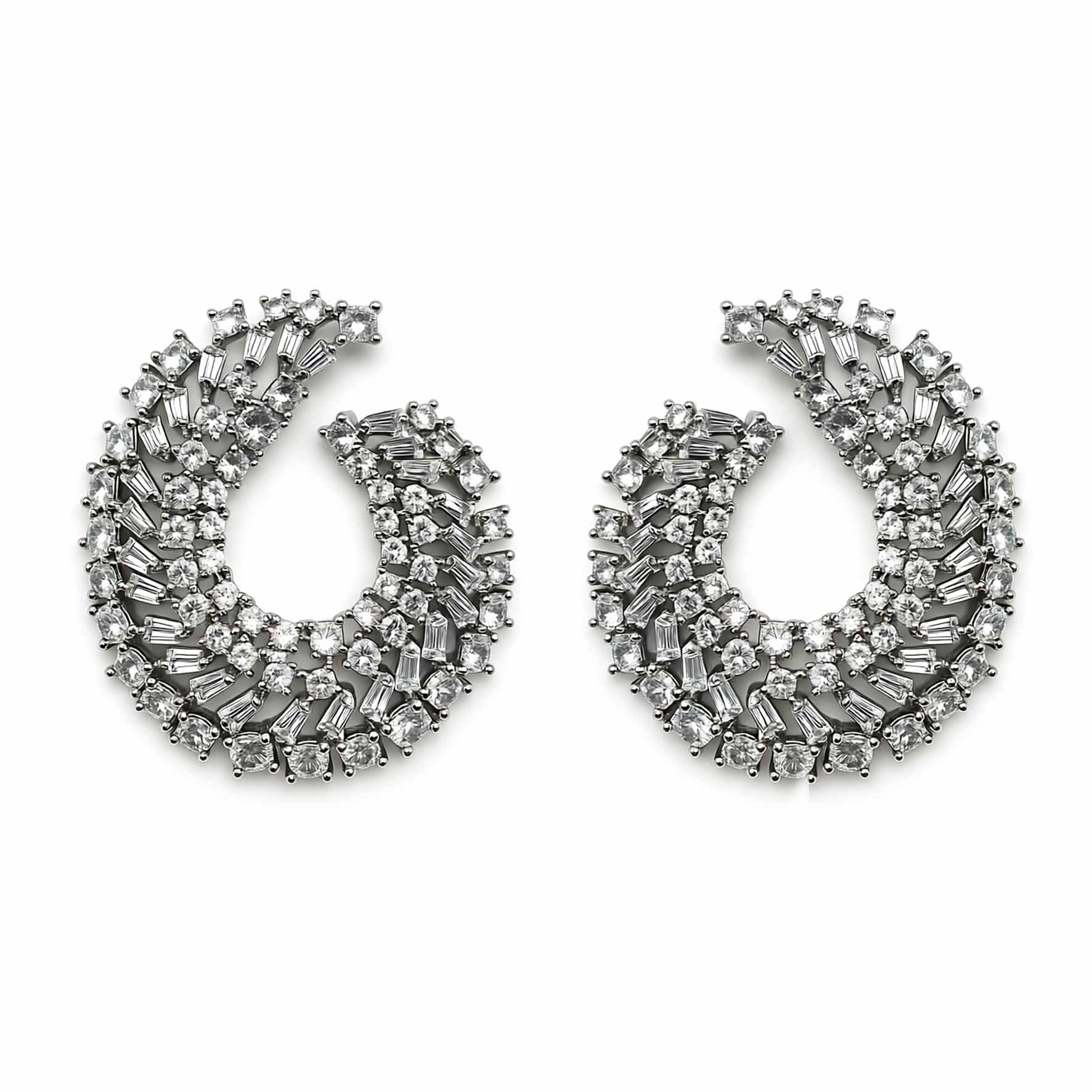 Palestro Milano Orecchini Total Silver Virgole Brillanti