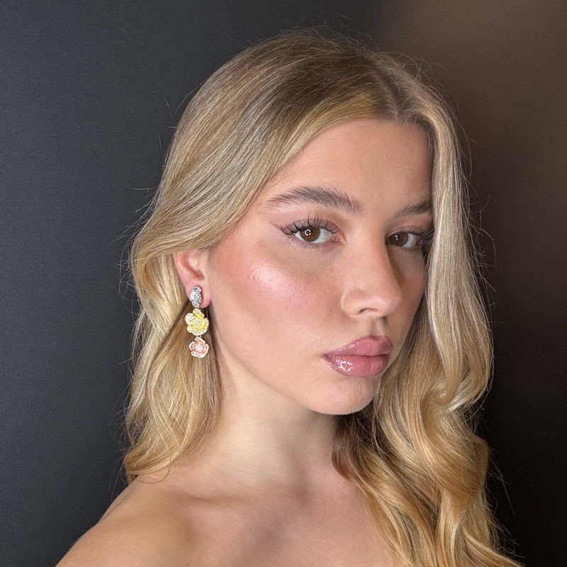 Palestro Milano Orecchini Trio di Fiori di Pavè