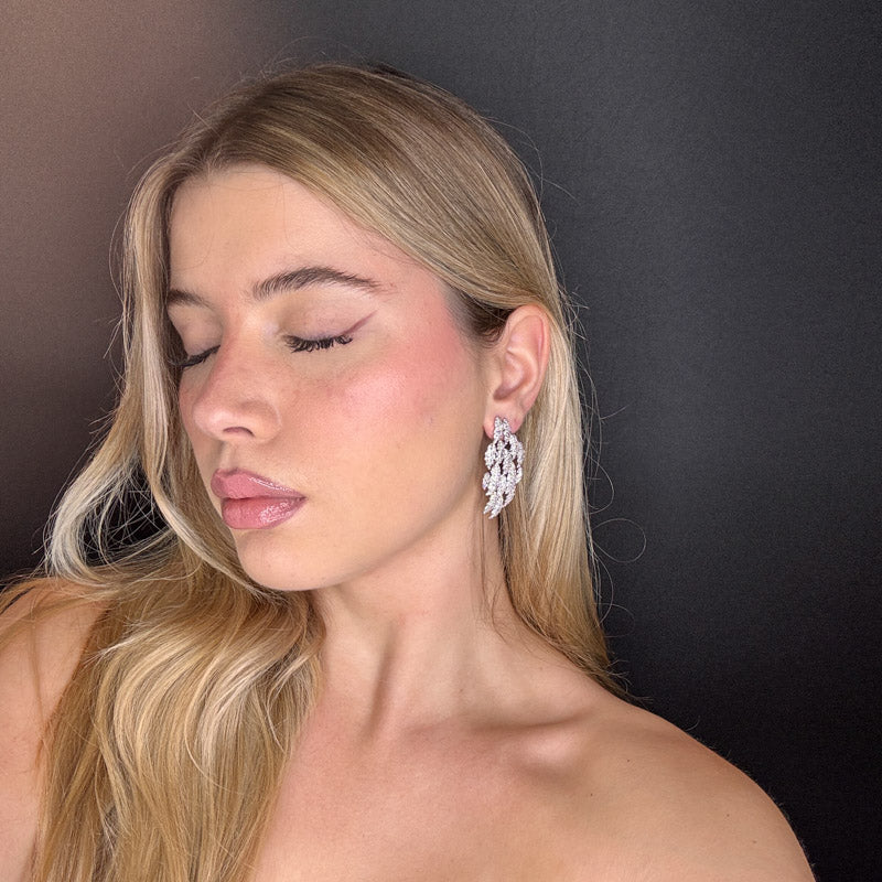 Palestro Milano Orecchini Tripudio di foglie pavè - Linea Premium