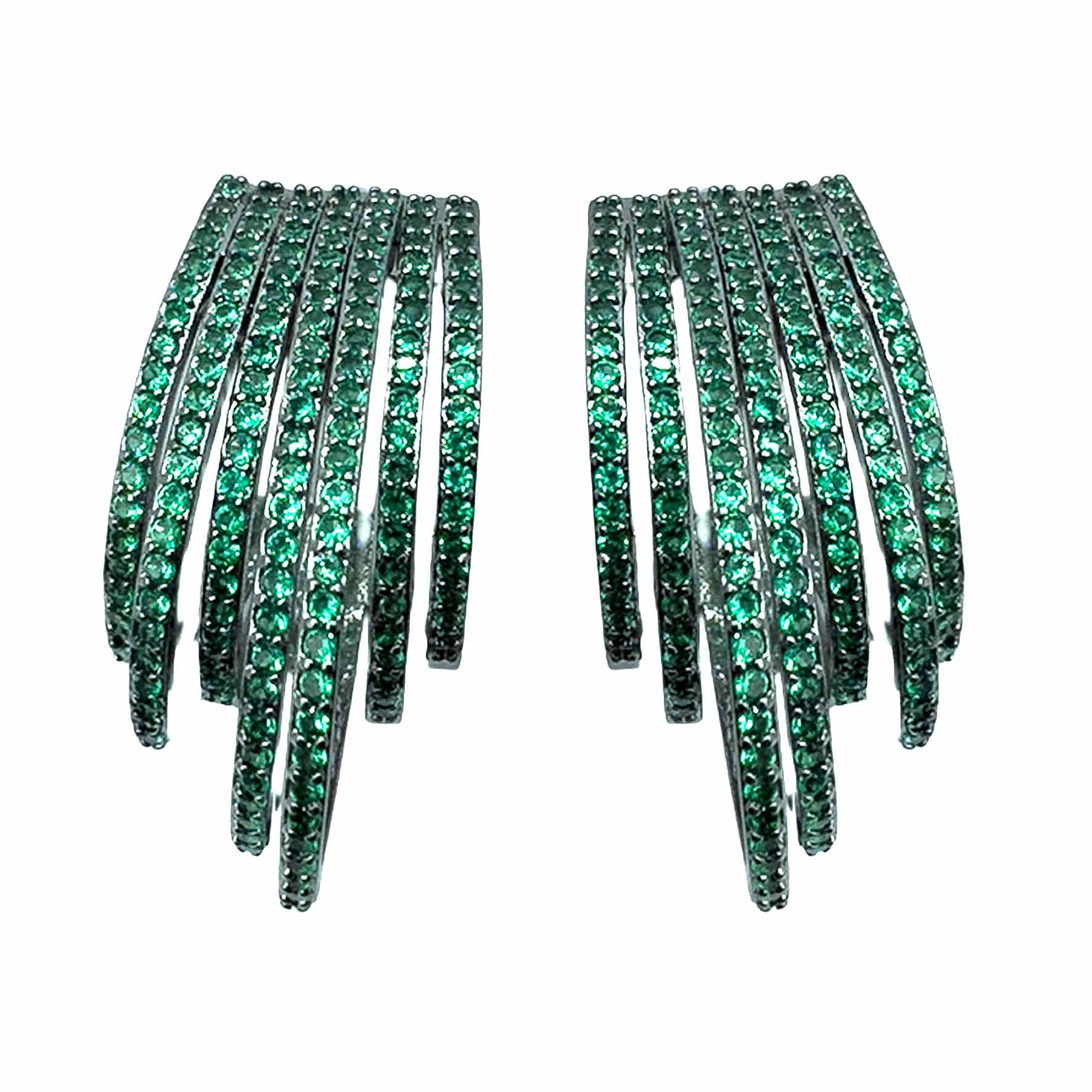 Palestro Milano Orecchini Verde - base dark Multi Cerchi di Pavè