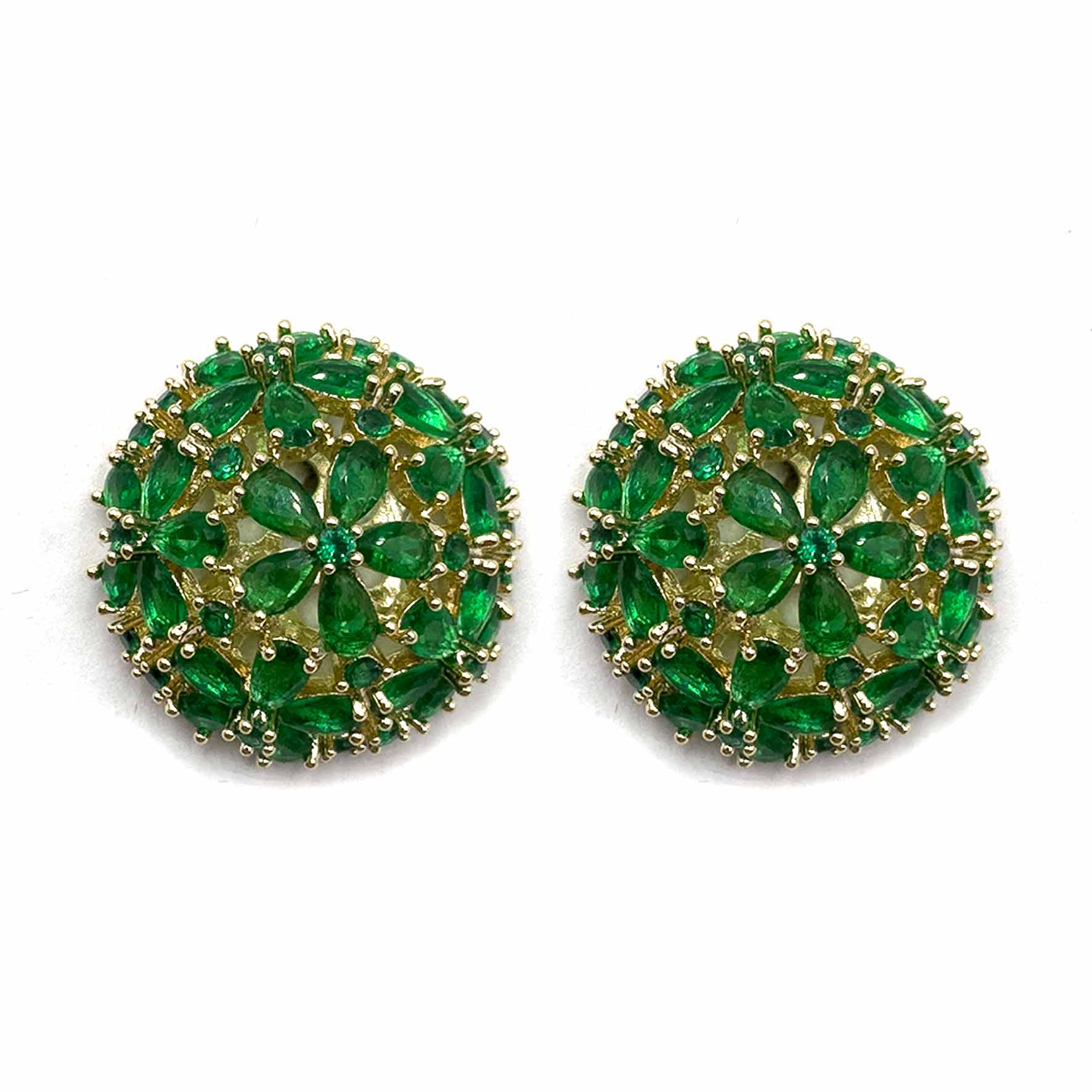 Palestro Milano Orecchini Verde - base gold Tondo fiorito