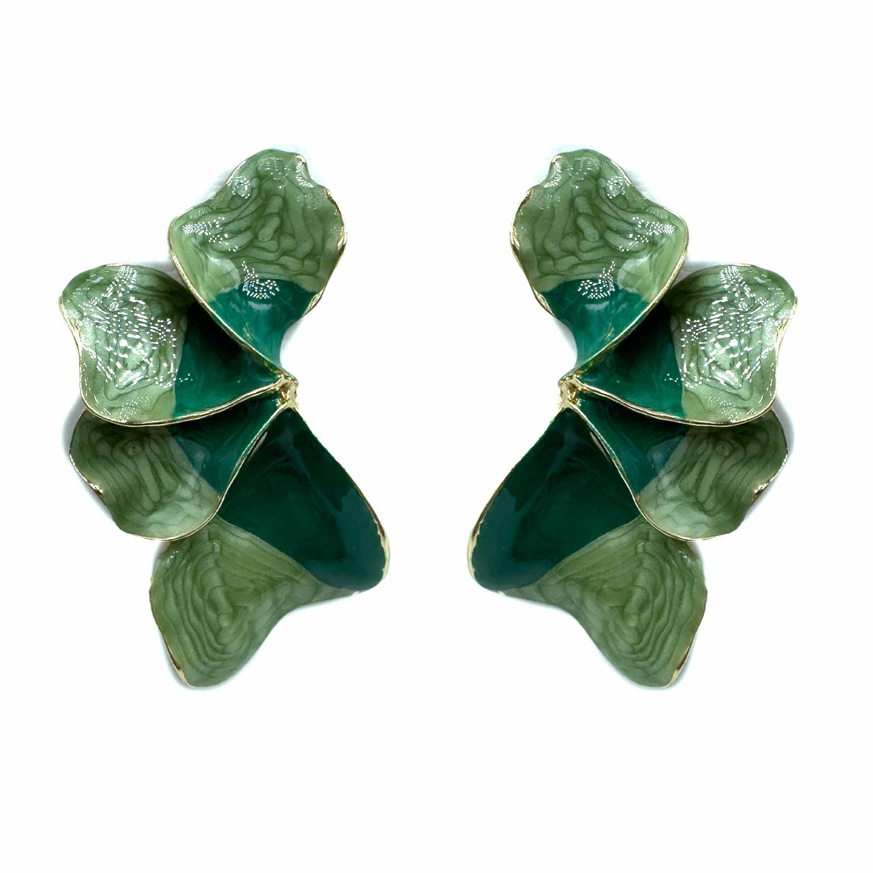 Palestro Milano Orecchini Verde Chiaro e Scuro Petali dalle Maldive
