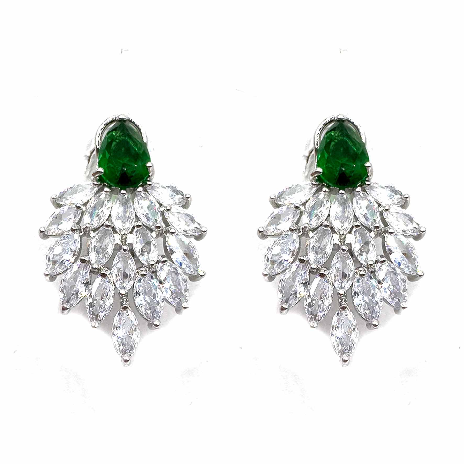 Palestro Milano Orecchini Verde Goccia colorata con coda di cristalli