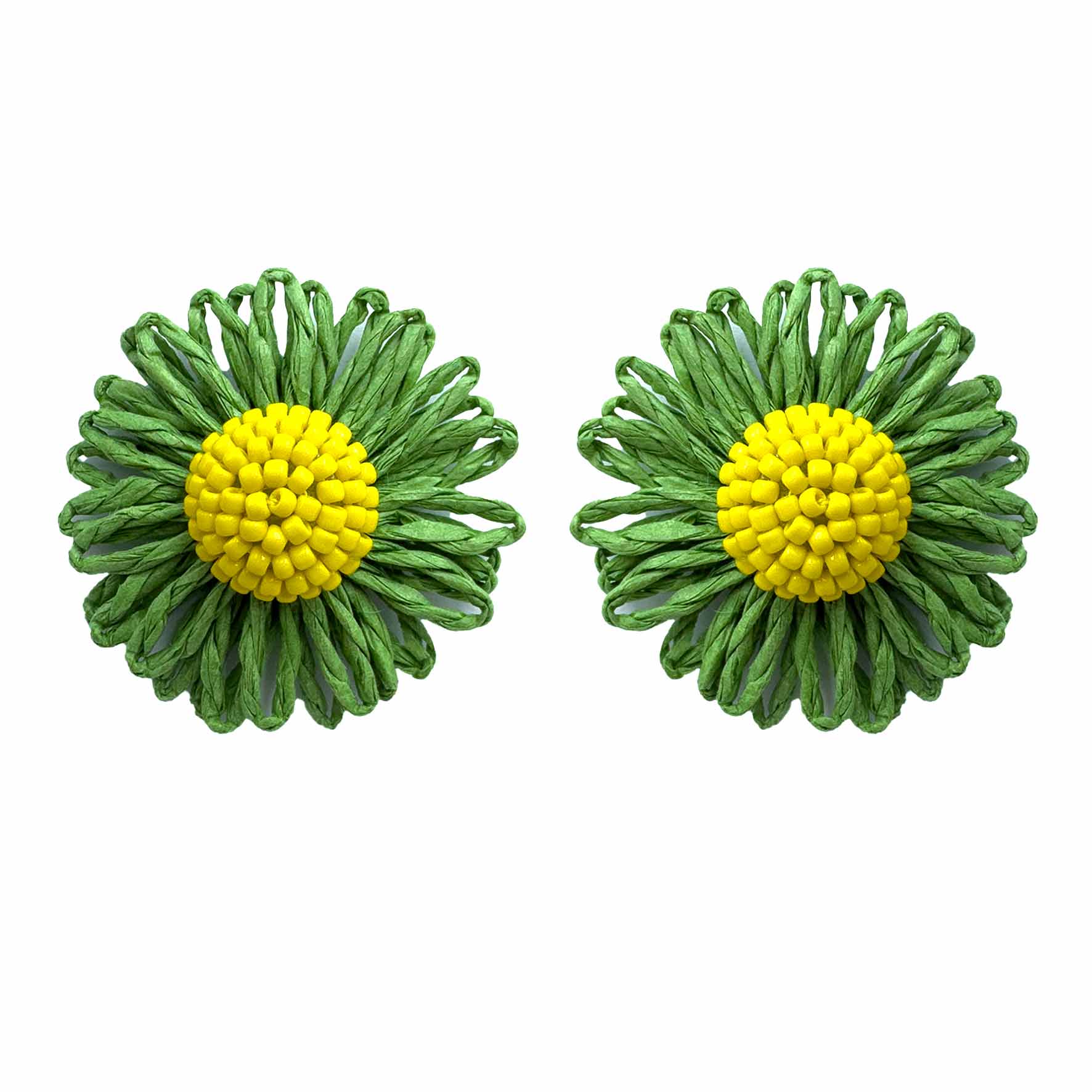 Palestro Milano Orecchini Verde Margherite colorate in rafia - classic edition