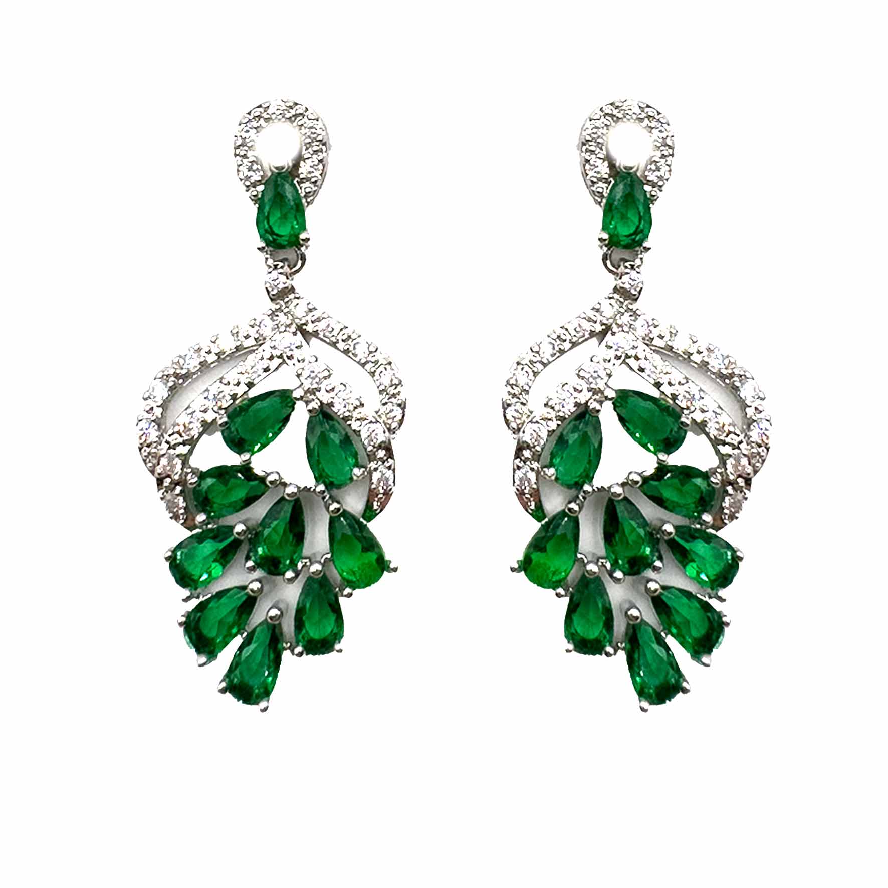 Palestro Milano Orecchini Verde Mazzolini di cristallo