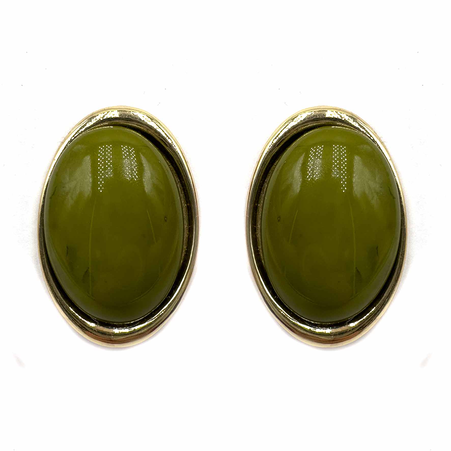 Palestro Milano Orecchini Verde oliva Bottone Ovale