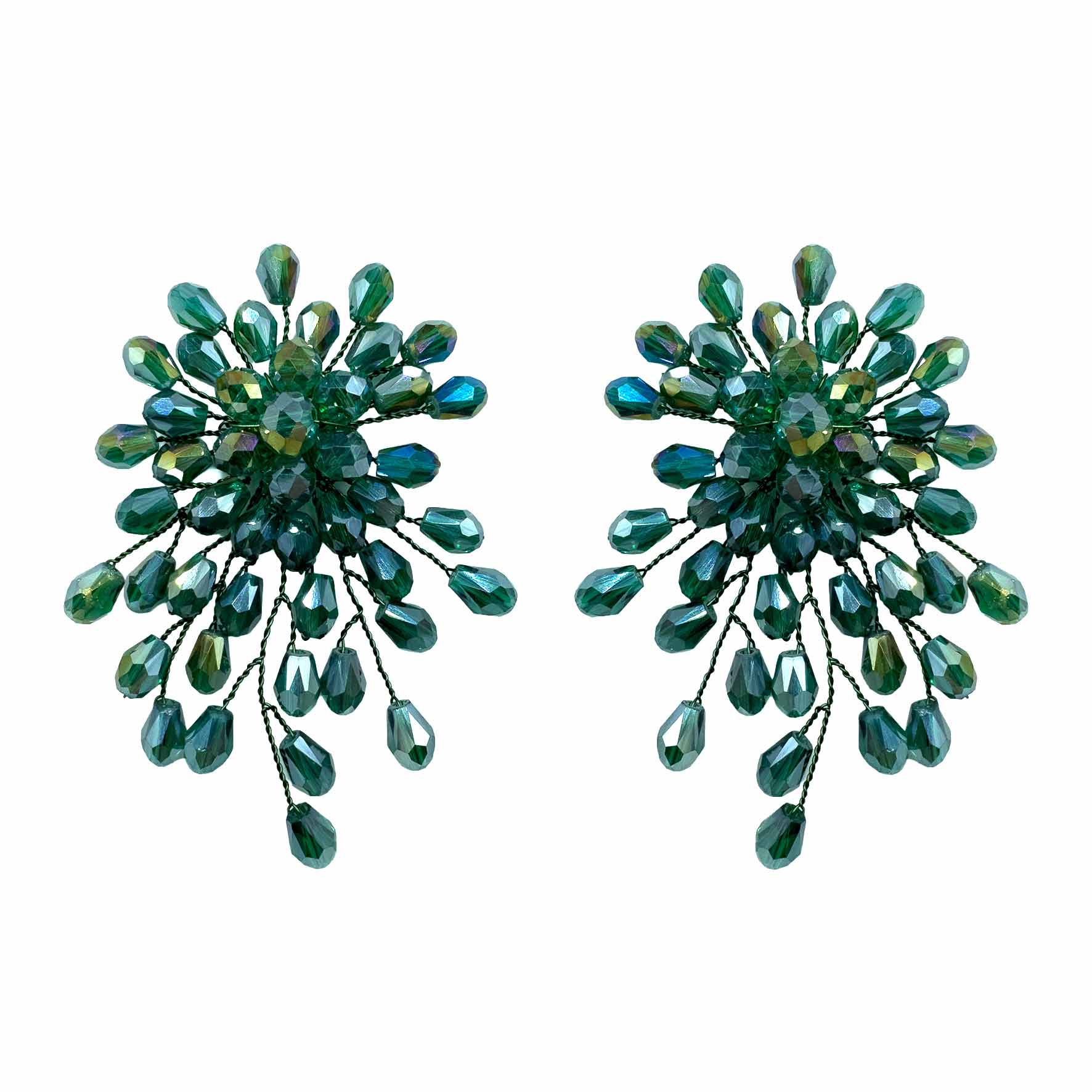 Palestro Milano Orecchini Verde Scuro Trionfo di Perline - NEW