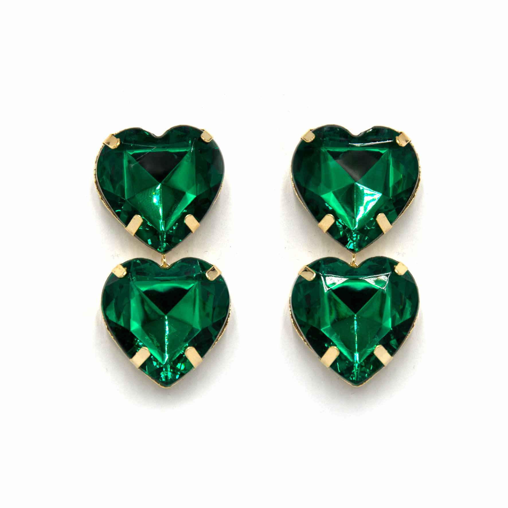 Palestro Milano Orecchini Verde Smeraldo Doppio cuore