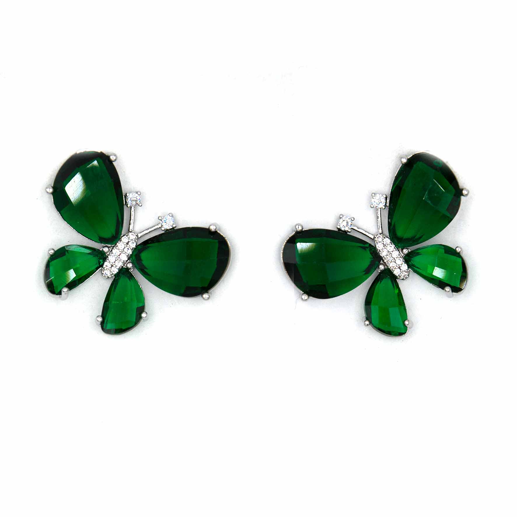Palestro Milano Orecchini Verde Smeraldo Farfalle di Cristallo